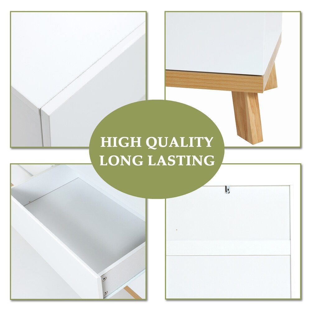 Modern White Wood 6 Drawer Dresser