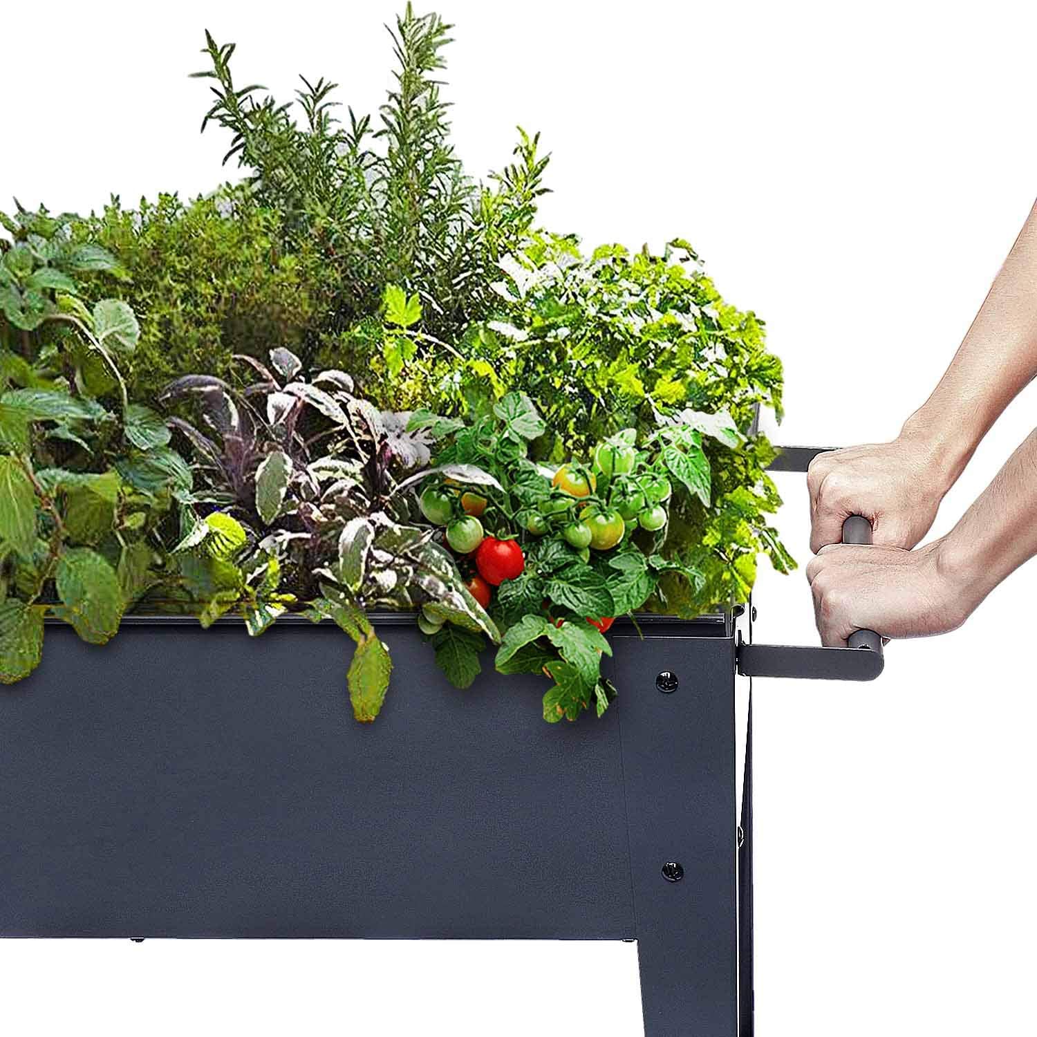 Raised Planter Box with Legs Outdoor Elevated Garden Bed On Wheels for Vegetables Flower Herb Patio