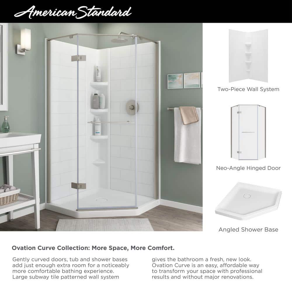 American Standard Ovation Curve 38 in L x 38 in W Corner Shower Pan Base with Center Drain in Arctic White