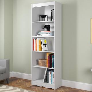 CorLiving Hawthorn 72 in. Frost White Wood 5-shelf Standard Bookcase with Adjustable Shelves LHN-712-S