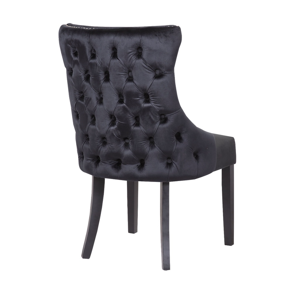 Modern Velvet Dining Chair With Wooden Legs  (Set of 2)