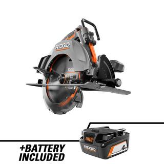 RIDGID 18V OCTANE Brushless Cordless 7-14 in. Circular Saw with 18V Lithium-Ion 4.0 Ah Battery R8654B-AC87004