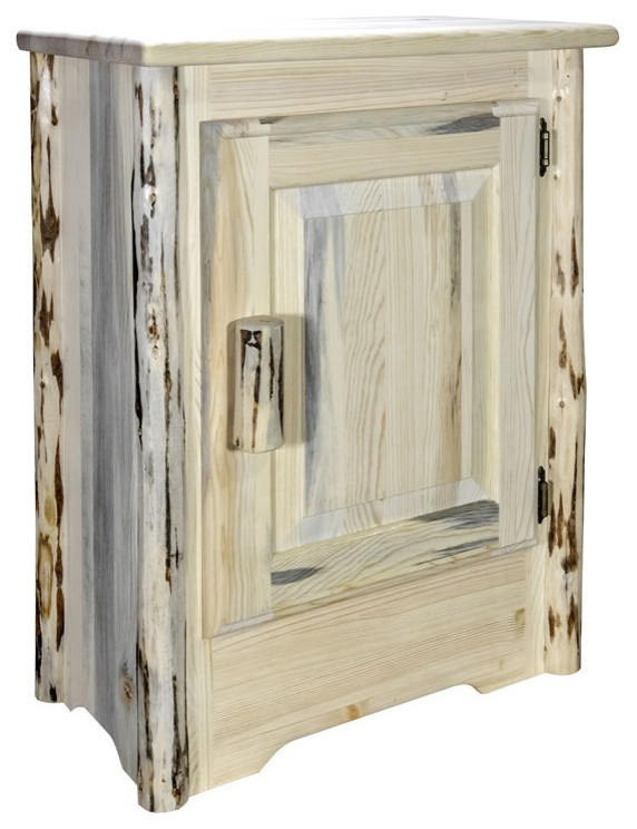 Montana Woodworks Right Hinged Wood Accent Cabinet in Natural Lacquered   Rustic   Accent Chests And Cabinets   by Homesquare  Houzz