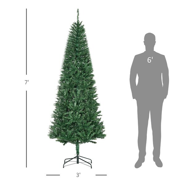 7' Tall Unlit Slim Fir Artificial Christmas Tree with Realistic Branches