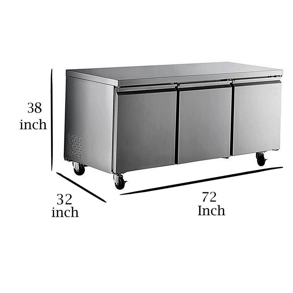 Cooler Depot 15.5 cu.ft AutoCycle Defrost Upright Comercial 3 door Undercounter Freezer Table in Stainless DXXTUC72F