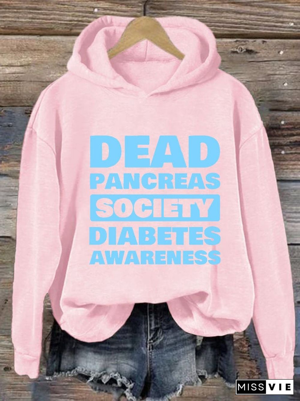 Women's Casual Diabetes Awareness Dead Pancreas Society Printed Long Sleeve Sweatshirt