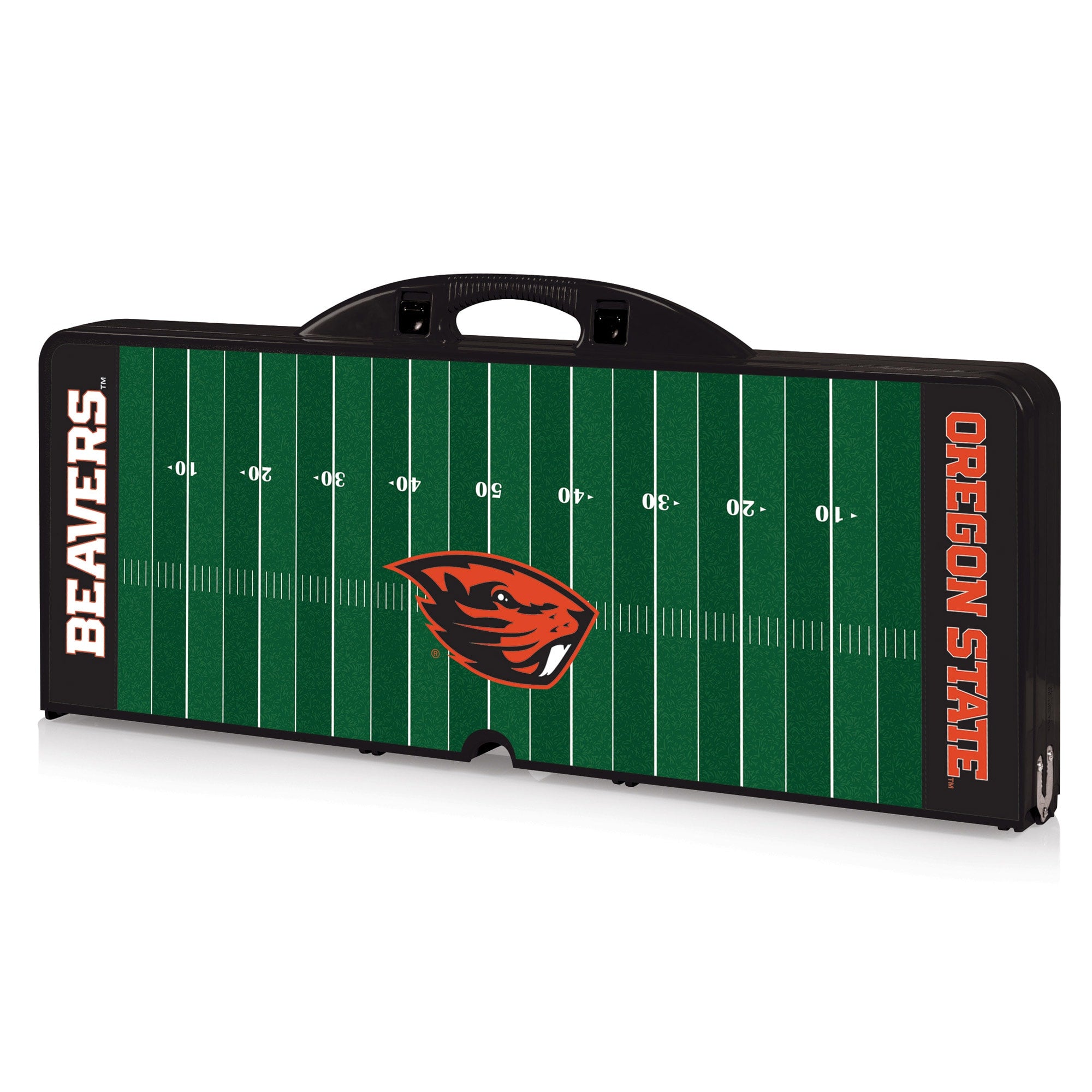 Picnic Time 811-00-175-485-0 Oregon State Beavers Digital Print Portable Folding Picnic Table with Four Seatsand#44; Black