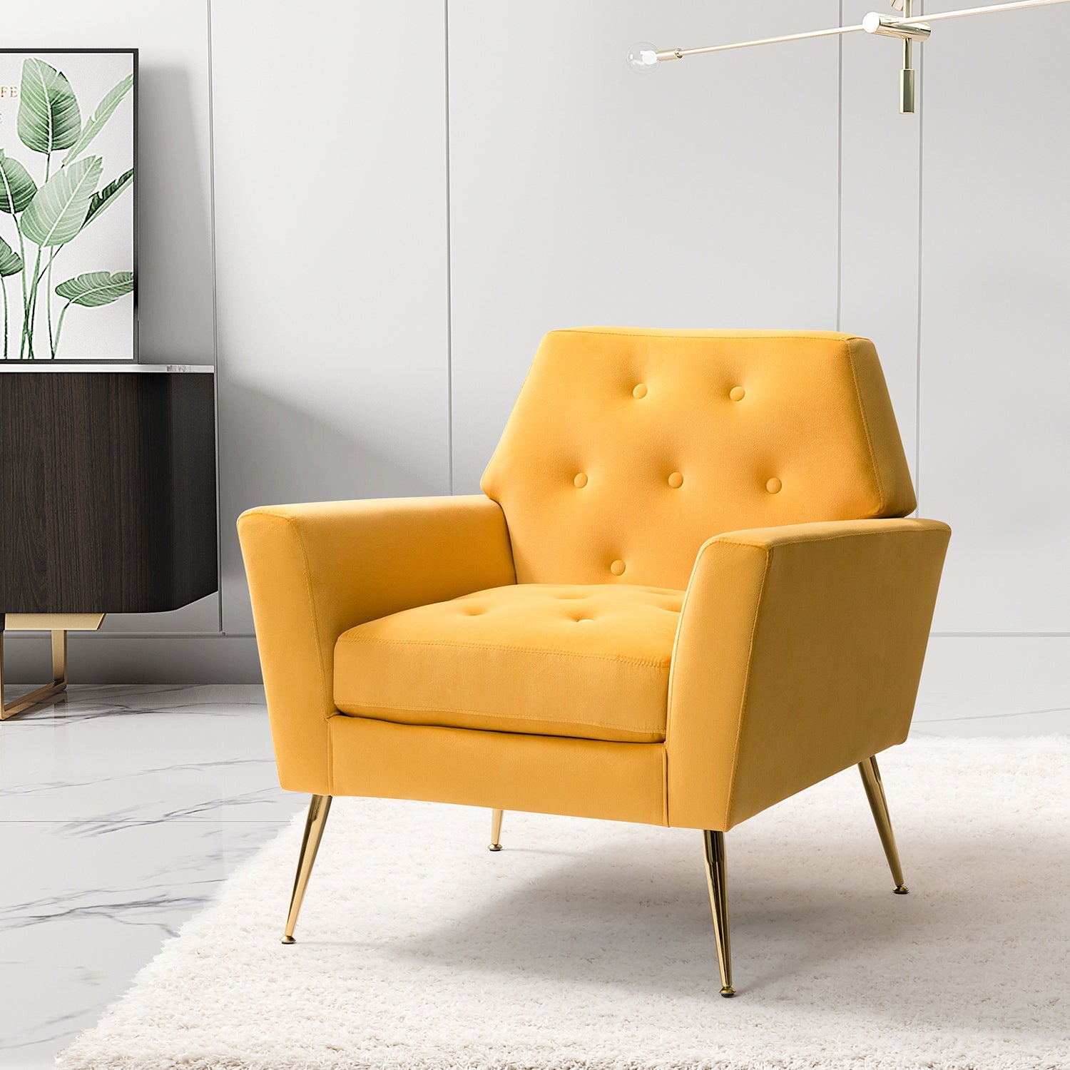 Lilia Contemporary Upholstered Armchair with Tufted Back by HULALA HOME