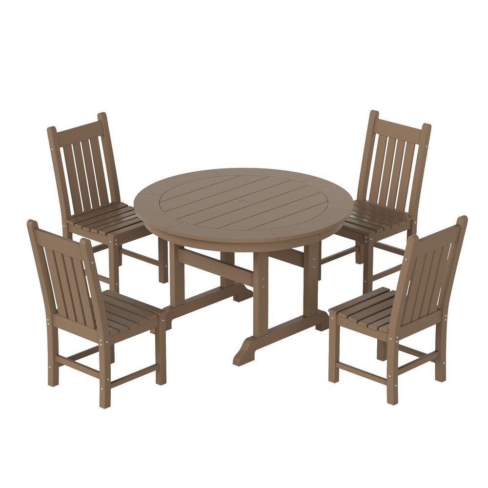 Laguna 5 Piece Round Poly Eco Friendly  Weather Outdoor Dining Set