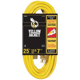 Yellow Jacket 25 ft. 123 SJTW Outdoor Heavy-Duty Extension Cord with Power Light Plug 2883