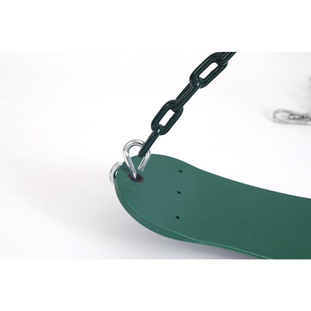 PLAYBERG Heavy-Duty Flexible Green Belt Swing with Coated Metal Chain QI003376