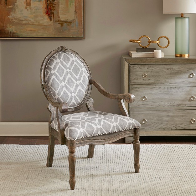 Hudson Exposed Wood Armchair Gray white