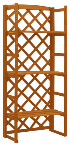 vidaXL Plant Rack 3 Tier Plant Stand with Trellis Plant Shelves Solid Firwood   Transitional   Plant Stands And Telephone Tables   by vidaXL LLC  Houzz