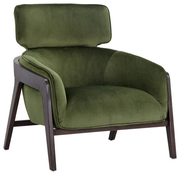 Leeto Lounge Chair  Moss Green   Midcentury   Armchairs And Accent Chairs   by Peachtree Fine Furniture  Houzz