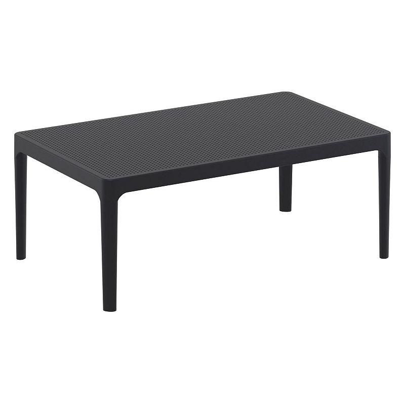 39.5 Black Patio Solid Rectangular Lounge Coffee Table