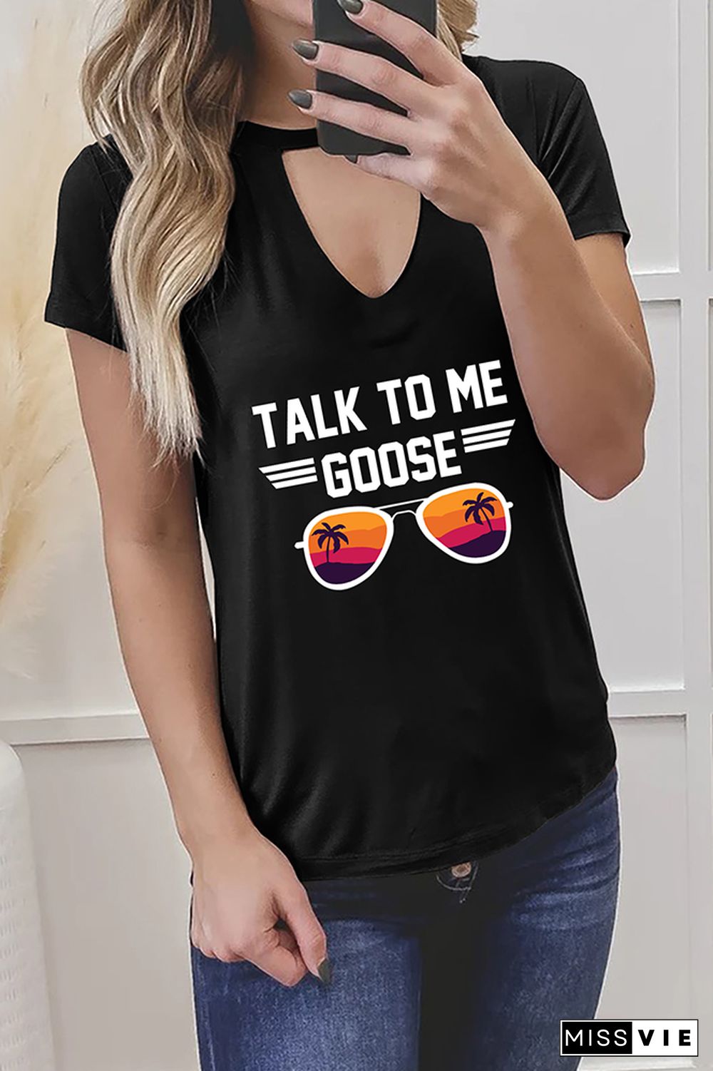 Talk To Me Goose Graphic Tees for Women Wholesale Short Sleeve T shirts Top