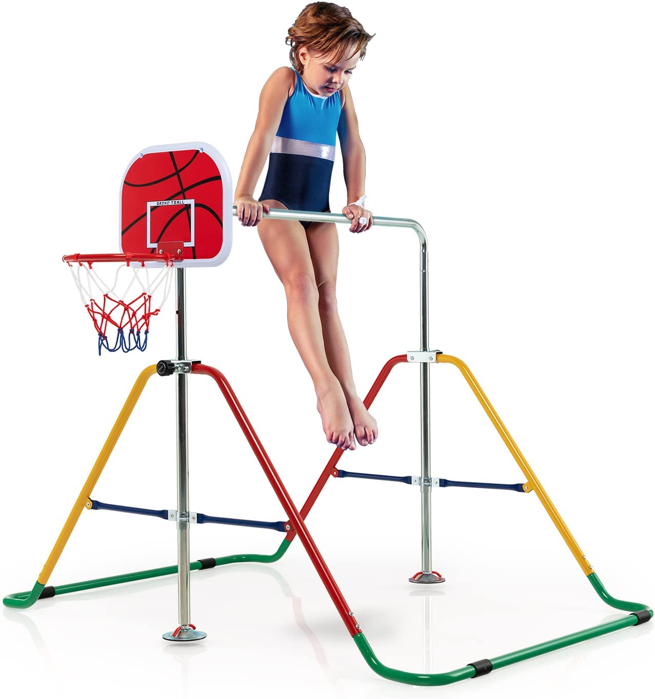 Best 2023 Sturdy Foldable Gymnastics Training Bar W/ Basketball Hoop