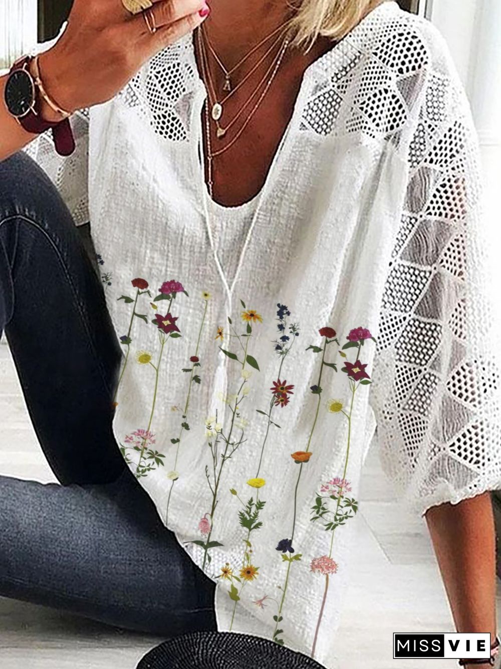 Plus size Floral Casual Tops