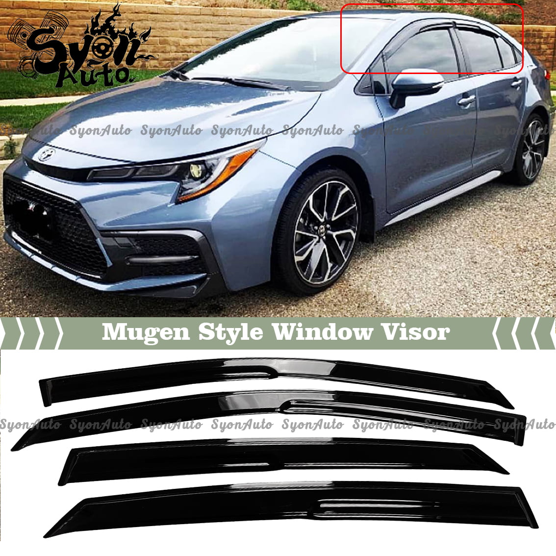 Fits 2020+ Toyota Corolla Sedan JDM 3D Mugen Style Window Visor Rain Guard Vent