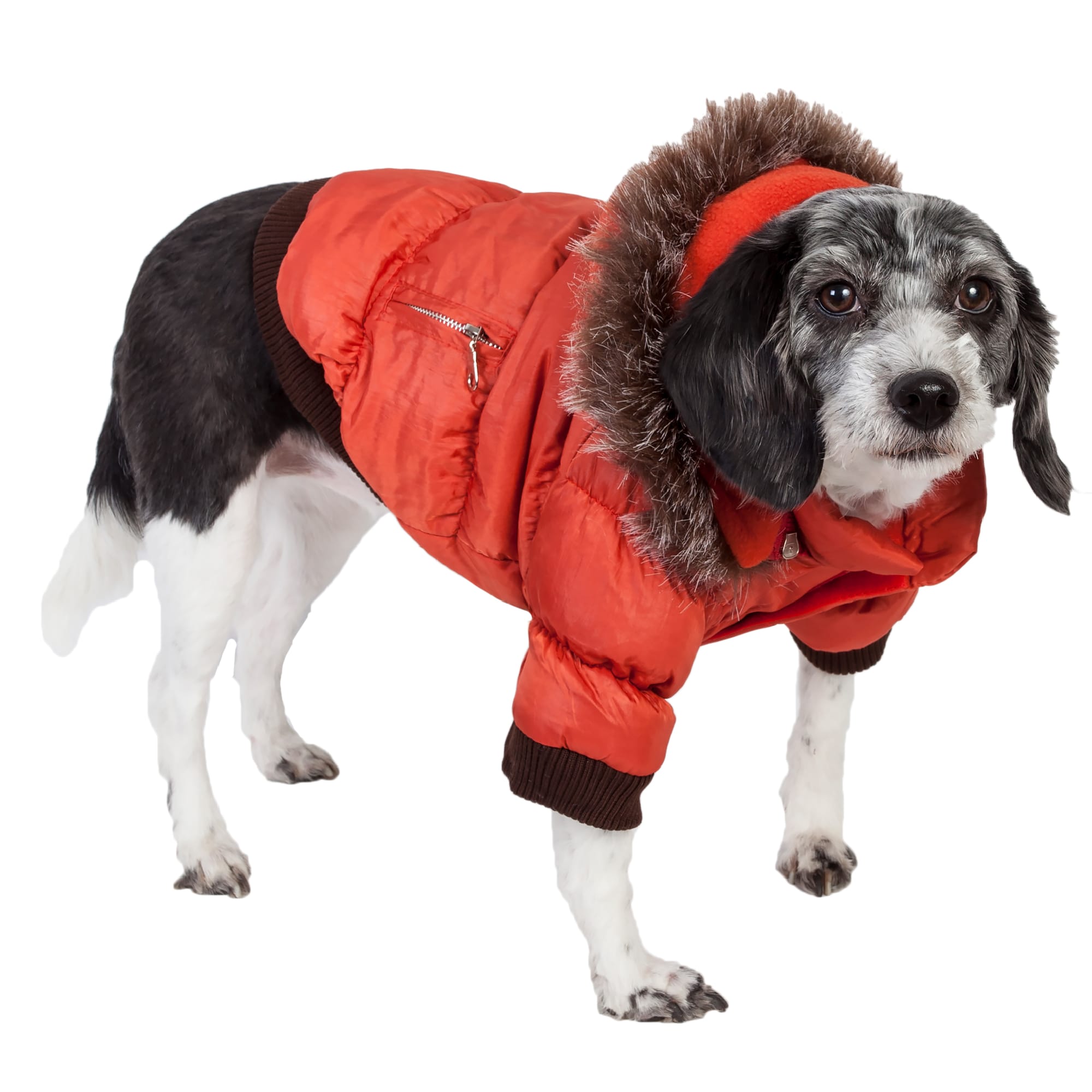 Pet Life Metallic Orange Dog Parka， Small