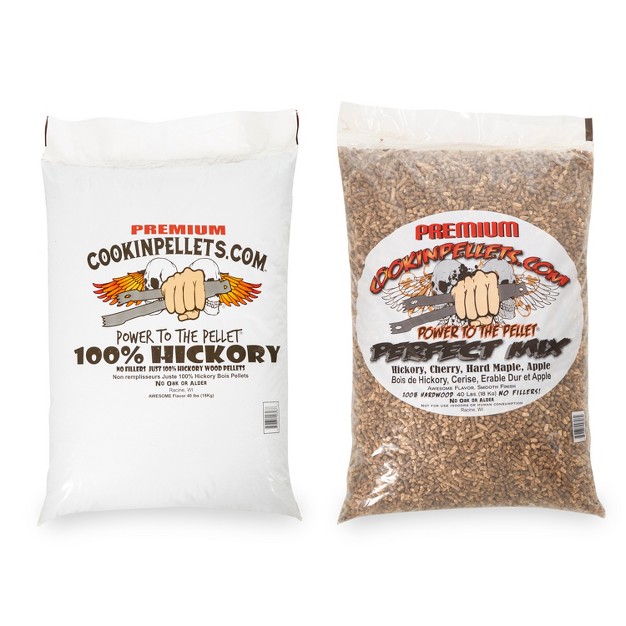 Cookinpellets Premium Hickory Grill Smoker Smoking Wood Pellets Bundle With Perfect Mix Hickory Cherry Hard Maple Apple Wood Pellets 40 Pound Bags