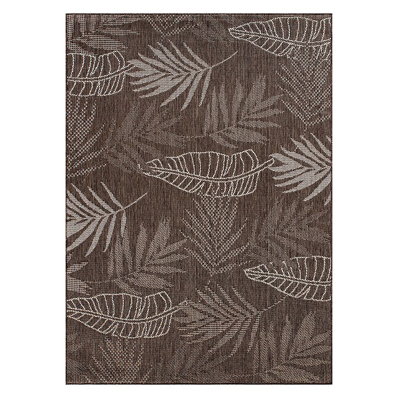 World Rug Gallery Contemporary Floral Leaves Indoor/Outdoor Waterproof Patio Area Rug