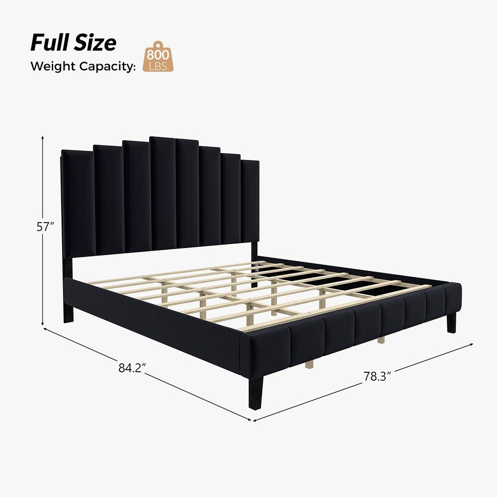 Tufted Upholstered Platform Bed with Sturdy Center Legs and Elegant Headboard for Bedroom by HULALA HOME