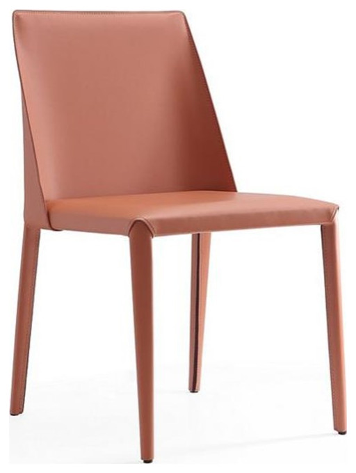 Manhattan Comfort Paris 17.32 quotLeather Dining Chair in Coral Orange (Set of 8)   Midcentury   Dining Chairs   by Homesquare  Houzz