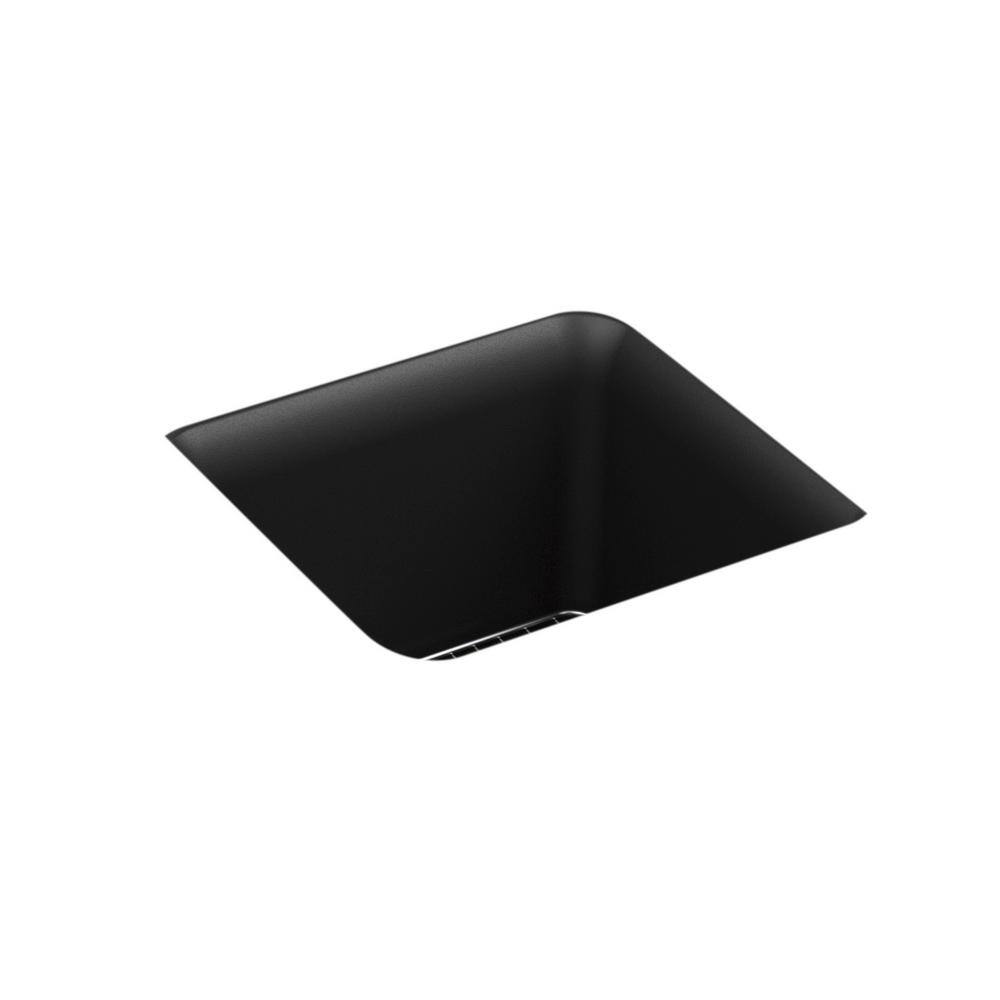 KOHLER Cairn Black Granite Composite 16 in. Undermount Bar Sink with Simplice Faucet K-22034-CP-8223-CM1