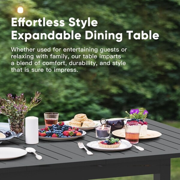 Extendable Aluminum Dining Table with Umbrella Hole