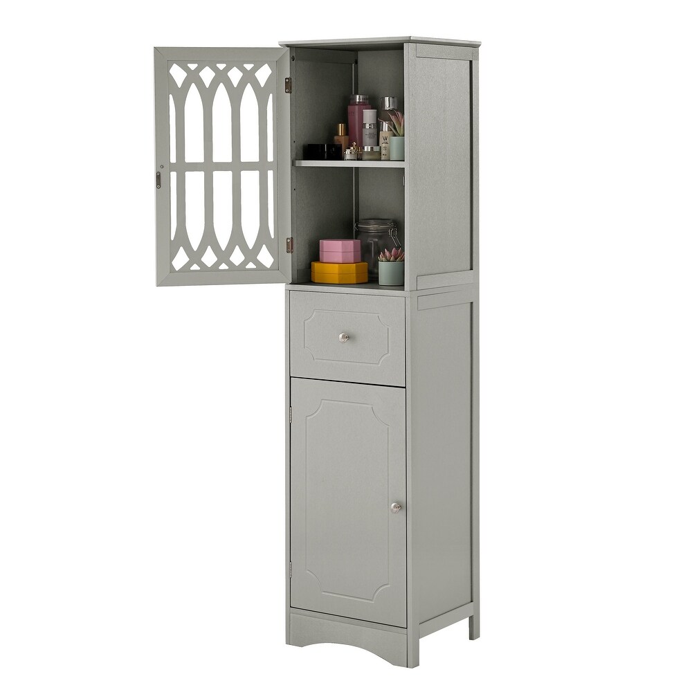 Kitchen Pantry Cabinet Tall Storage Cabinet Freestanding Cupboard w/ Doors   Adjustable Shelves  Bathroom Floor Cabinets  White