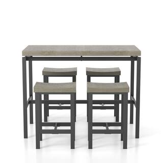 Furniture of America Wim Natural Tone 5-Piece Counter Height Dining Set IDF-3454PT-5PK