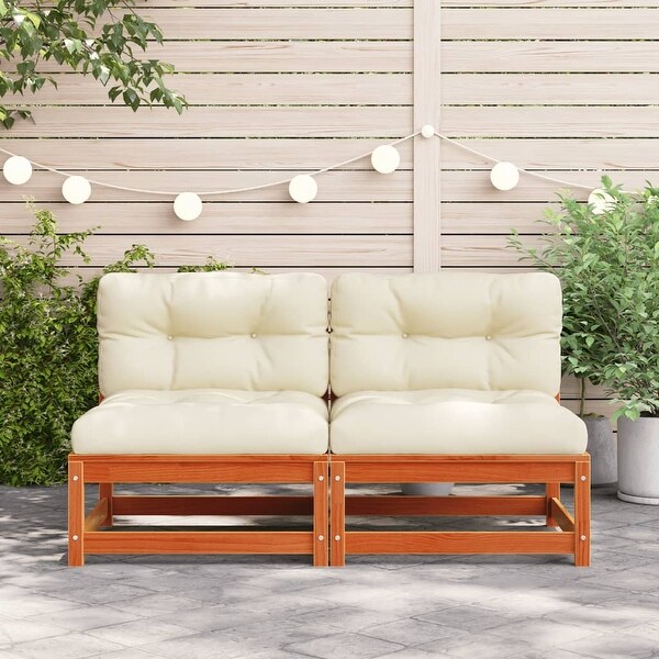 vidaXL Patio Furniture with Cushions Outdoor Sectional Seating Solid Wood Pine