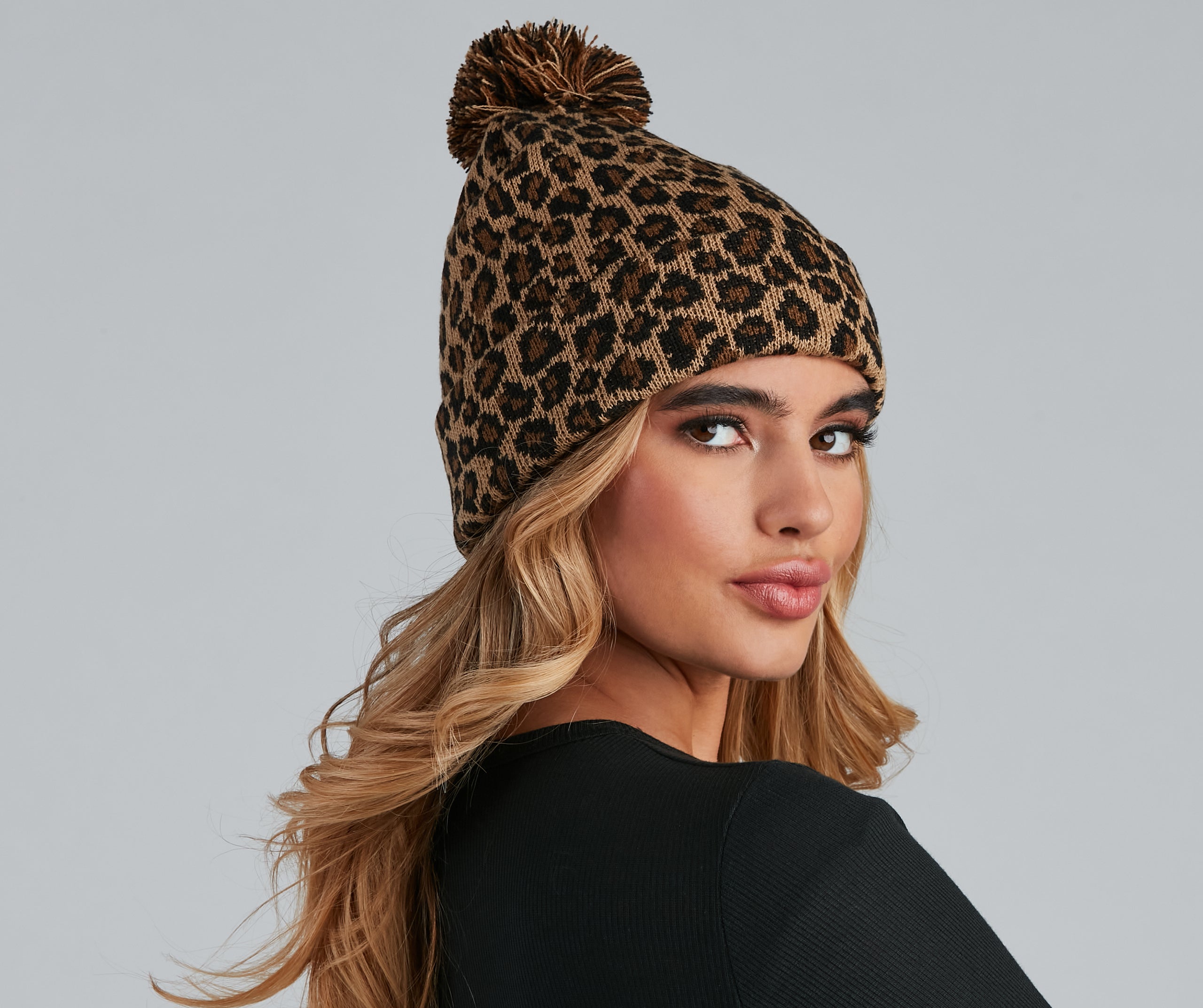 In The Wild Leopard Pom Beanie