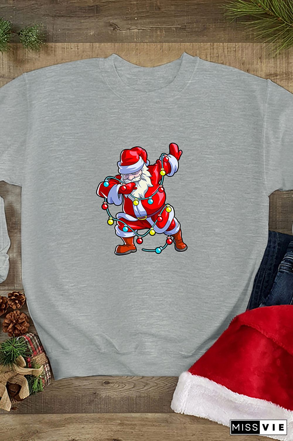 Dabbing Santa Claus With Christmas Lights Sweatshirt Wholesale