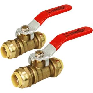 The Plumber's Choice 12 in. Full Port pushfit Ball Valve Water Shut Off Push to Connect PEX Copper CPVC Brass (2-Pack) 122UPBV