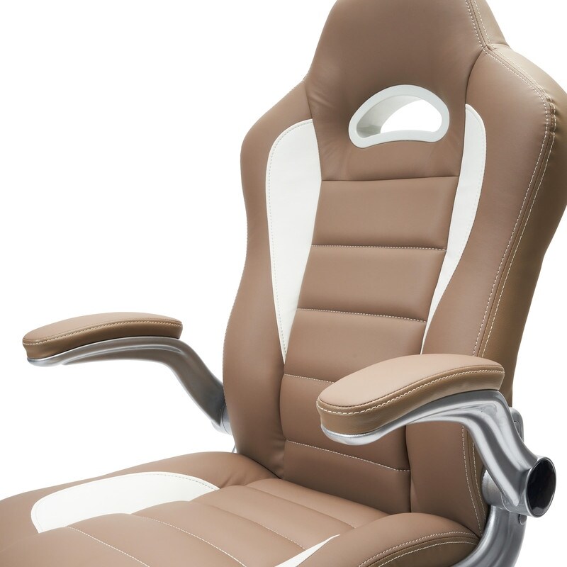 Camel High Back Sport Race Executive Office Chair with Flip Up Arms