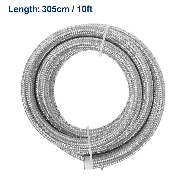 Universal Braided Stainless Steel Cpe Oil Fuel Gas Line Hose Silver Tone