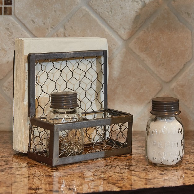 Park Designs Chicken Wire Salt Pepper Shakers And Napkin Holder Set