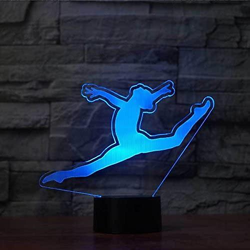 3d Gymnast Shape Night Light Touch Switch 7 Color Change Led Table Desk Lamp Acrylic Flat Abs Base Usb Charger Home Toy Brithday Xmas Kid Children Gif