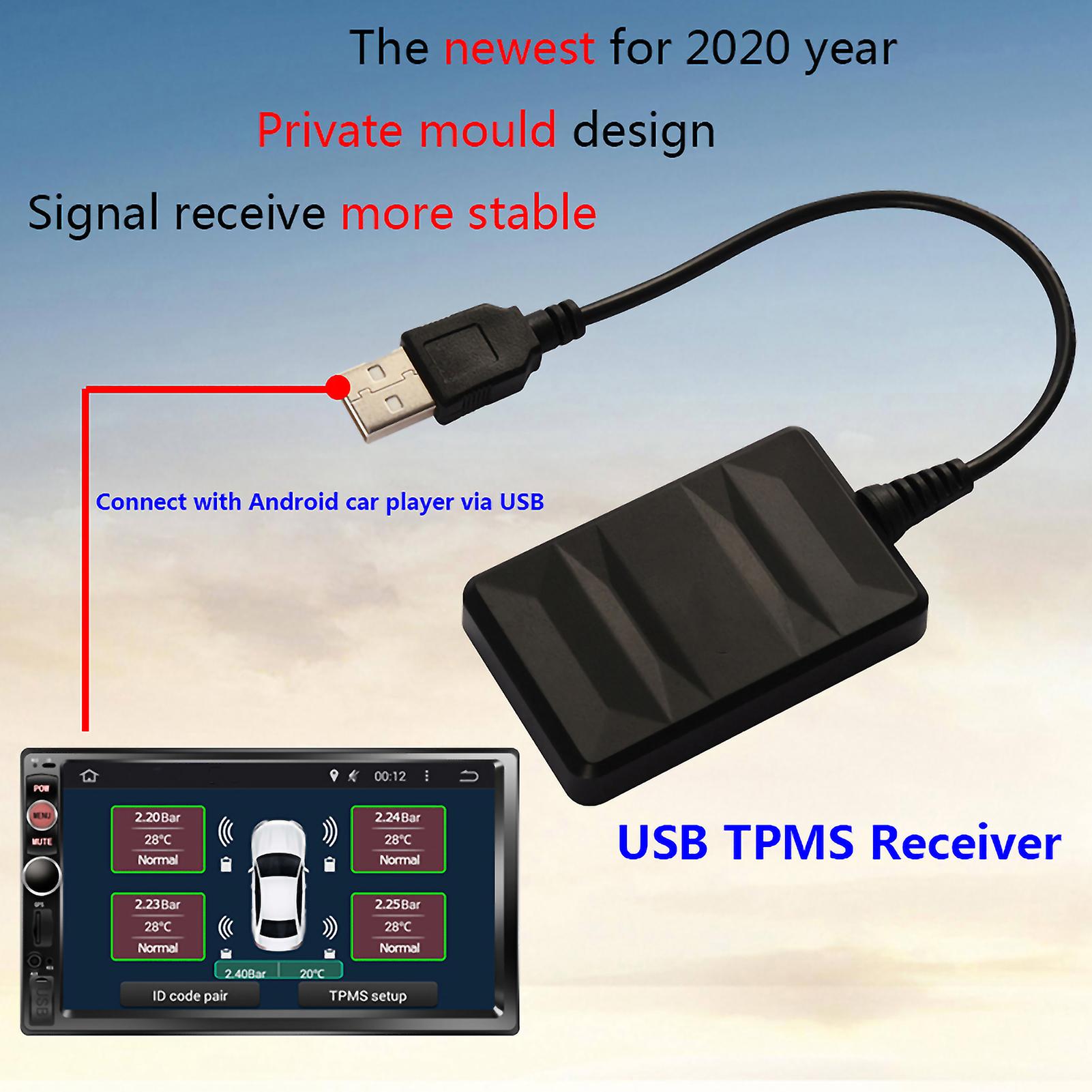 Auto Car Tire Pressure Monitor System Usb Tpms With Internal Sensor For Android Navigation