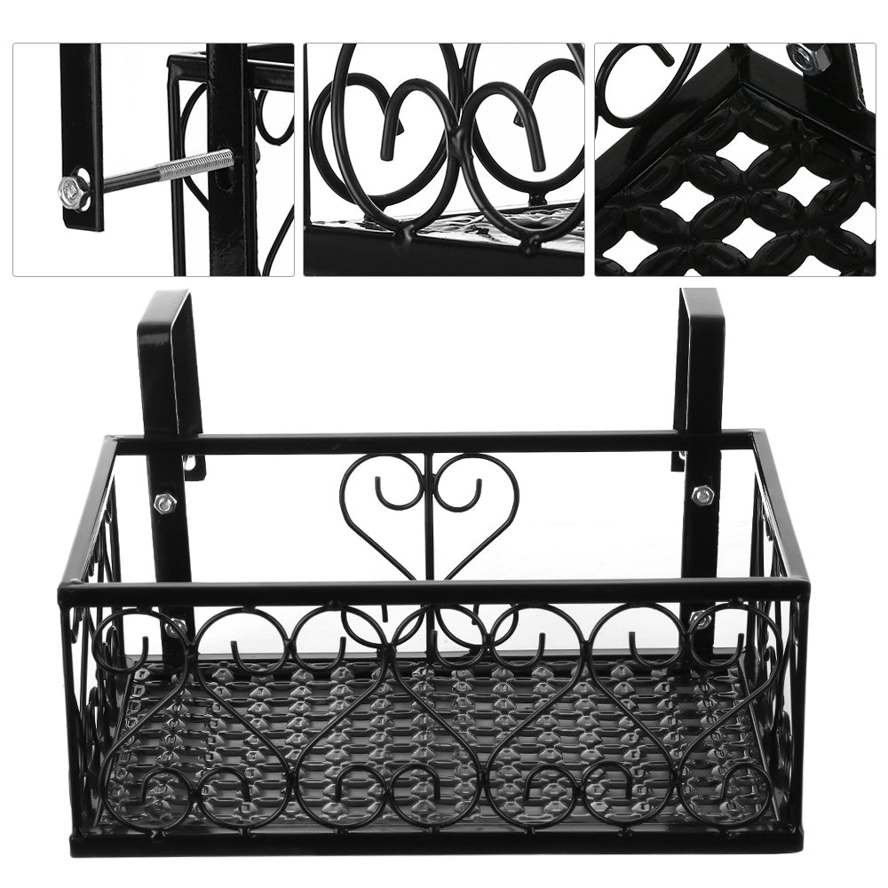 Andoer Flower Pot Stand Rack Deck Rail Flowerpot Railing Shelf Balcony Rail Planter Shelf Fence Railing Flower Pots Holder