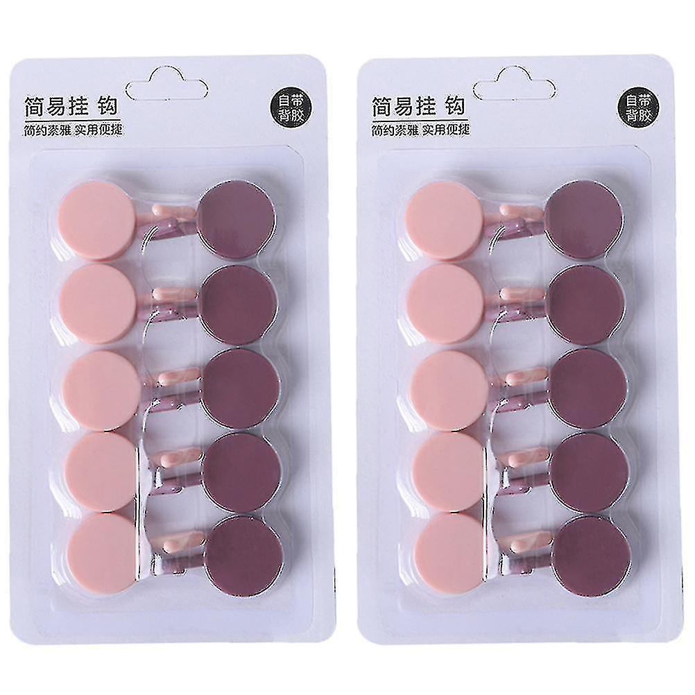 10pcs Punch Free Hooks Self adhesive Kitchen Hooks Wall Hanger Simple Decorative Hook Dark Pink And Light Pink