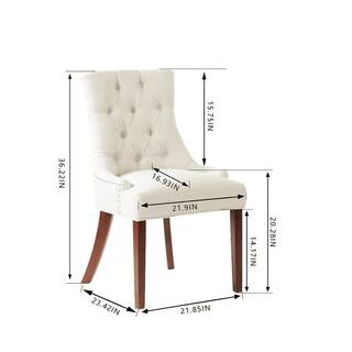 StyleWell Bakerford Biscuit Beige Upholstered Dining Chair with Tufted Back (Set of 2) Nutton - D WB