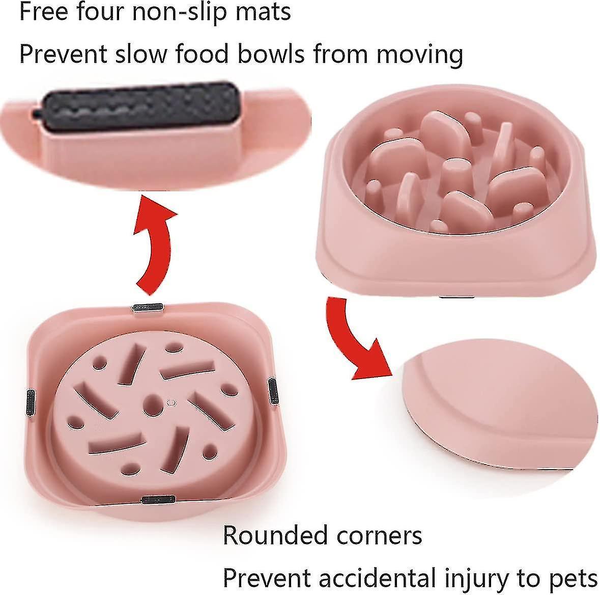 Slow Feeder Dog Bowl， Maze Design Pink