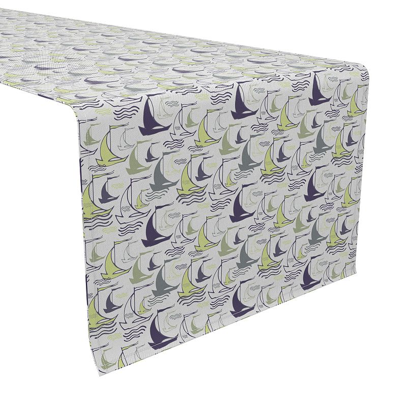 Table Runner， 100% Cotton， 16x90， Sailing Boats Design