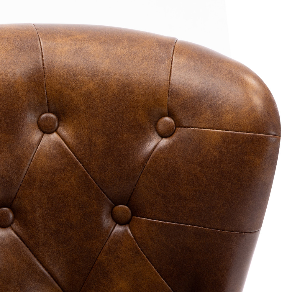 Vintage Button Tufted Faux Leather Slipper Chair   Midcentury   Armchairs And Accent Chairs   by Duhome inc  Houzz