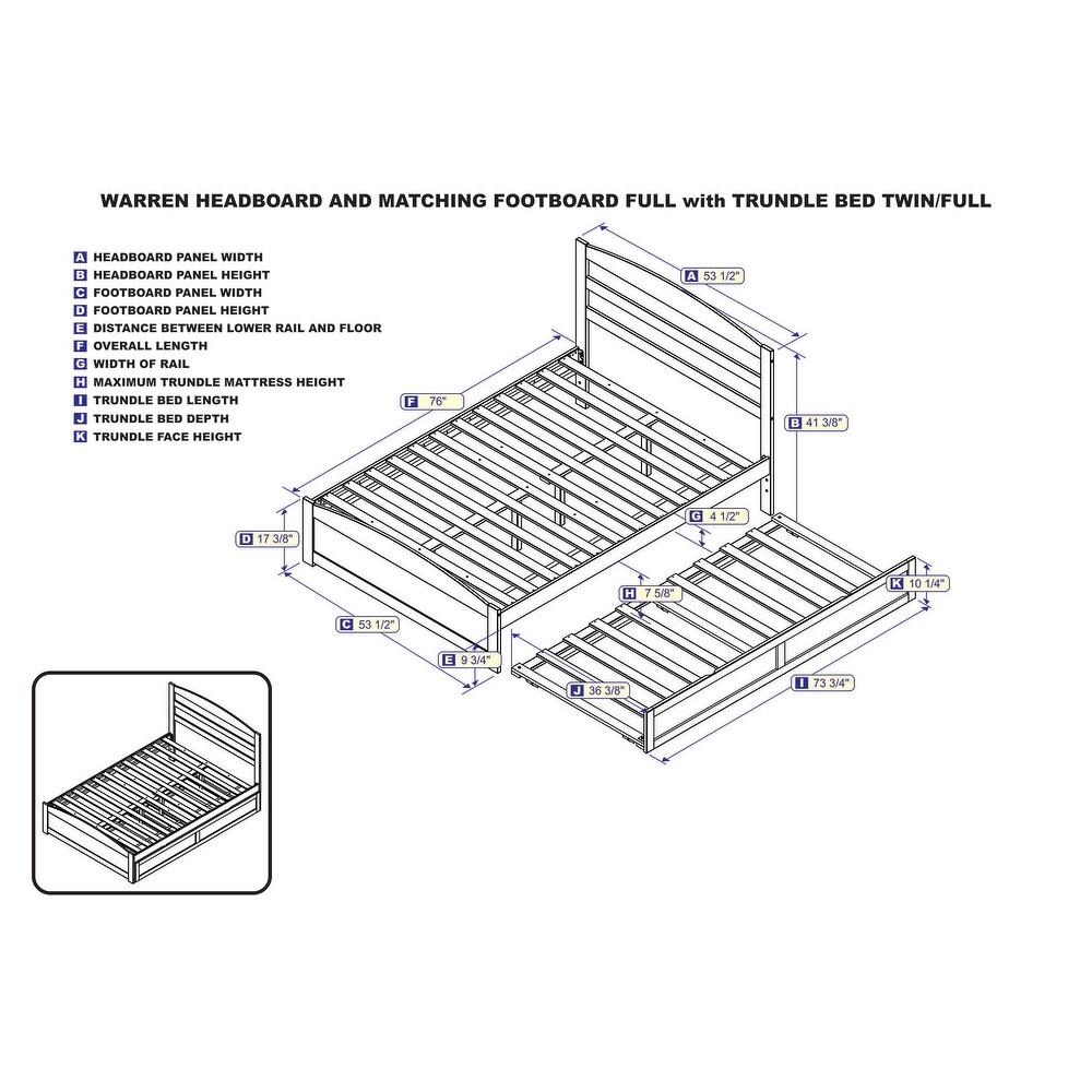 Warren Platform Bed with Footboard and Twin Trundle