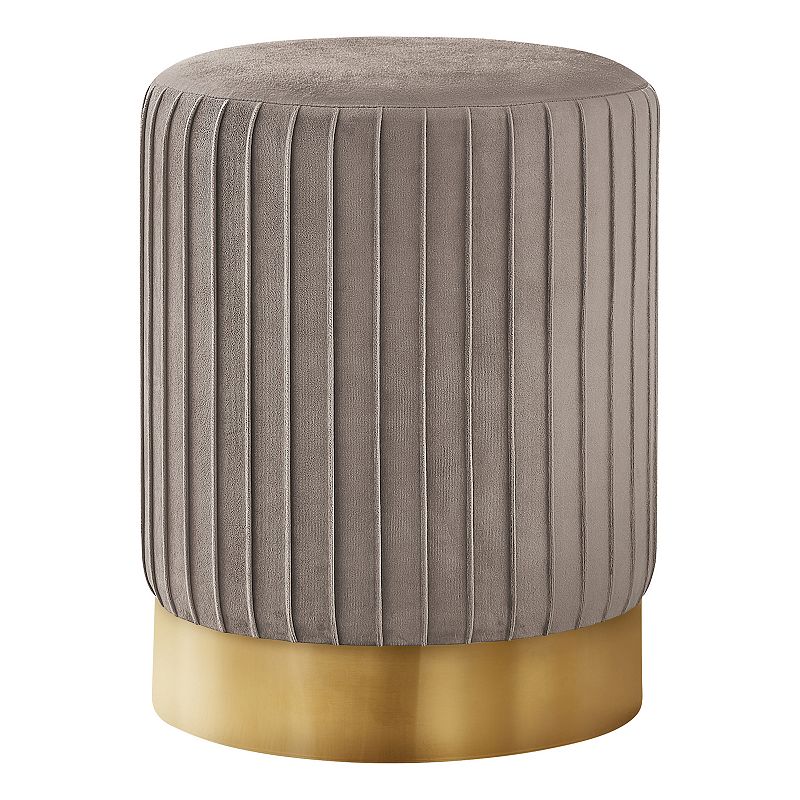 Monarch Ottoman Pleated Sides Cylindrical Upholstered Pouf