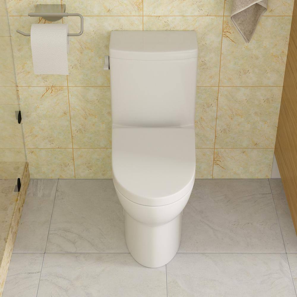 LORDEAR 12 in. Rough-In 1-piece 1.28 GPF Single Flush Elongated Toilet in White Soft Close Seat Included MT102CL4